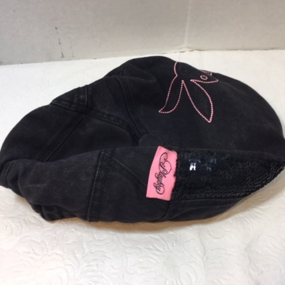 RARE Playboy Sequined Cap Hat Original  Black/Pink USED Vintage - Picture 6 of 16